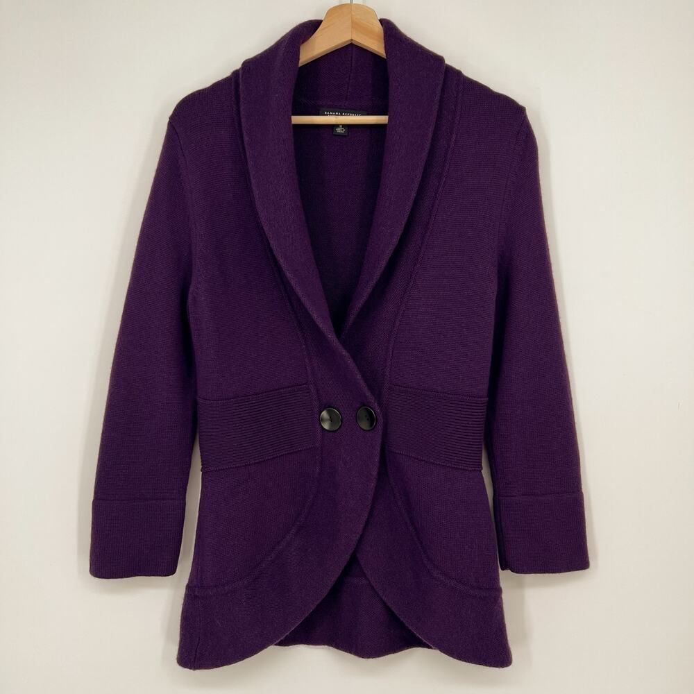 Banana Republic Purple Shawl Collar Buttoned Cardigan
